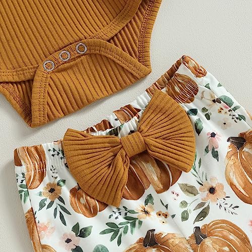 Baby Girl Pumpkin Bell Bottom Ruffle Outfit Set
