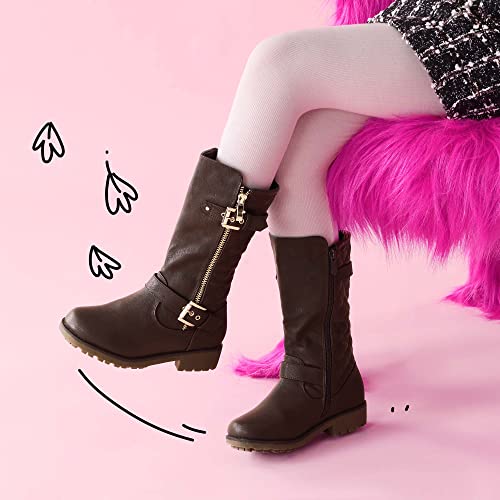 Girls Brown Knee High Winter Riding Boots, Size 3