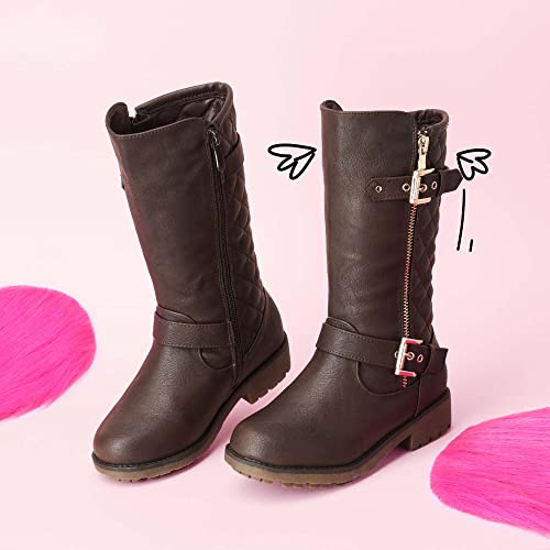 Girls Brown Knee High Winter Riding Boots, Size 3