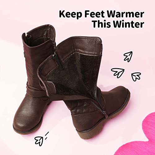 Girls Brown Knee High Winter Riding Boots, Size 3