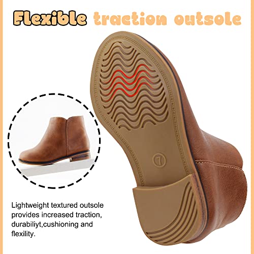 Girls' Suede Ankle Boots with Zipper - Brown