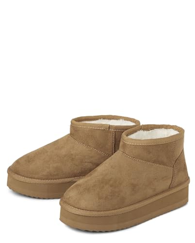 Girls' Tan Faux-Fur Ankle Platform Boots