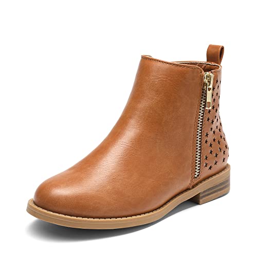 Girls' Tan Ankle Boots with Side Zipper