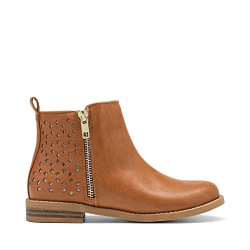 Girls' Tan Ankle Boots with Side Zipper