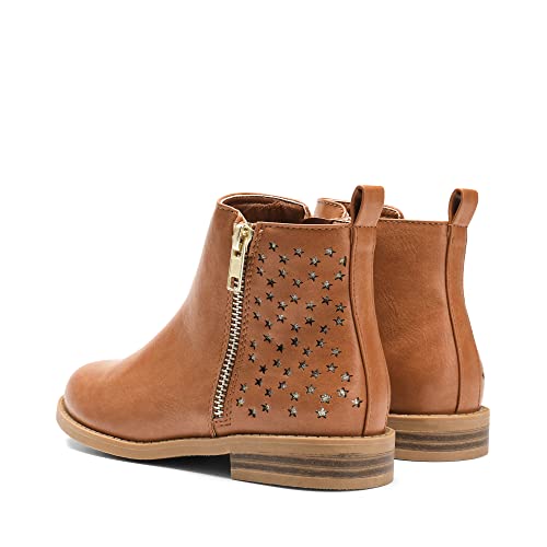 Girls' Tan Ankle Boots with Side Zipper