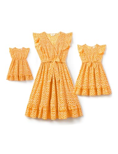Mommy and Me Yellow Polka Dot Dresses Set