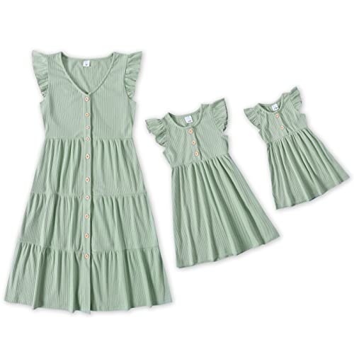 Mint Green Mommy and Me Ruffle Dresses