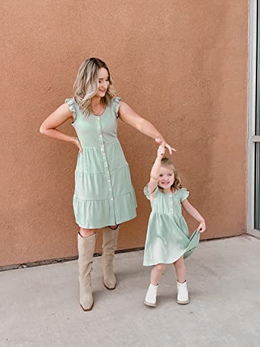 Mint Green Mommy and Me Ruffle Dresses