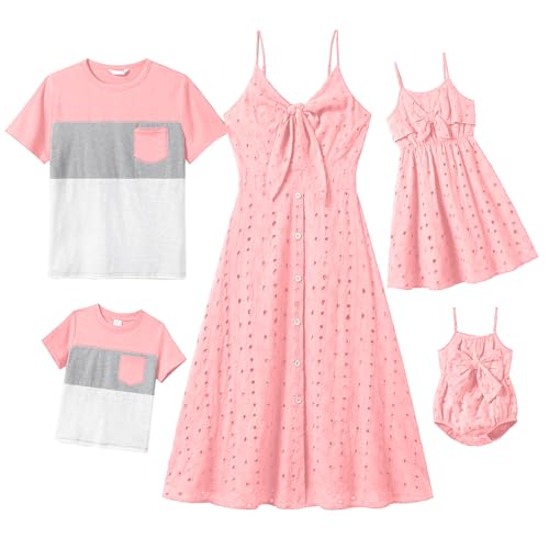 Mommy and Me Pink Spaghetti Strap Dresses