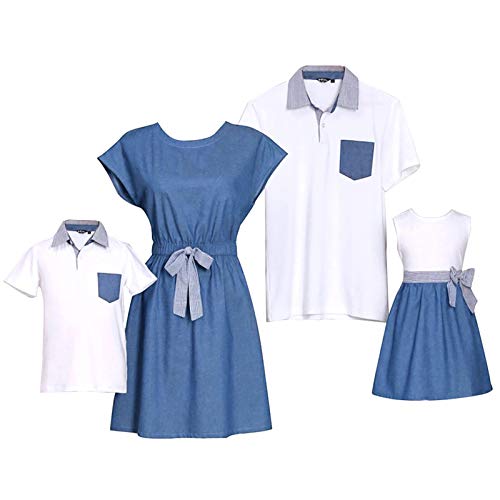 Mommy and Me Ruffle Dresses with Bowknot