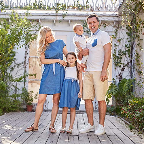 Mommy and Me Ruffle Dresses with Bowknot