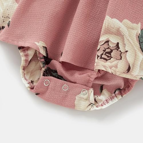 Focamia Pink Floral V-Neck Ruffle Dress Set