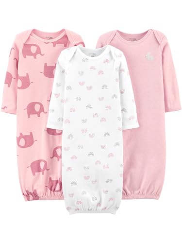 Baby Girls' 3-Pack Cotton Sleeper Gowns Set
