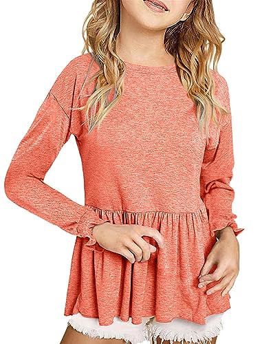 Girls' Peplum Crewneck Long Sleeve Top
