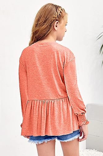 Girls' Peplum Crewneck Long Sleeve Top