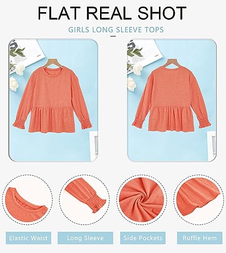 Girls' Peplum Crewneck Long Sleeve Top