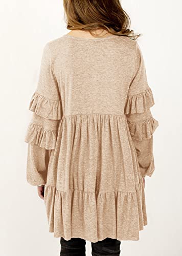 Beige Ruffle Babydoll Blouse