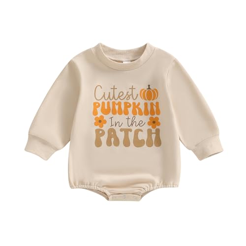 Cute Pumpkin Print Baby Romper for Fall