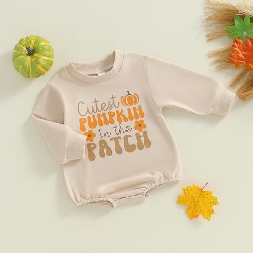 Cute Pumpkin Print Baby Romper for Fall