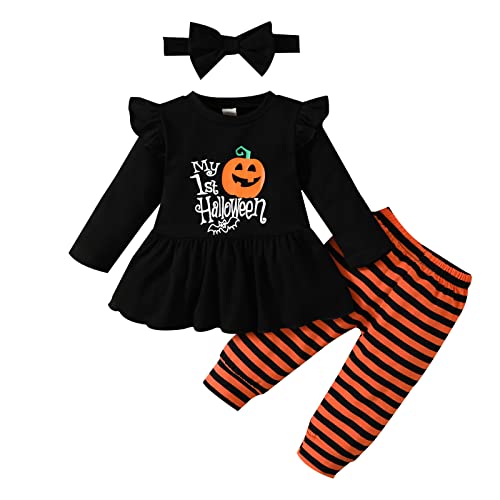 Ruffle Pumpkin Tunic & Stripe Pants Set