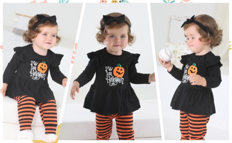 Ruffle Pumpkin Tunic & Stripe Pants Set