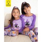 Witchy Cat Halloween Matching Pajama Sets for Kids