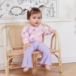 Floral Knit Sweatshirt and Flare Pants Set