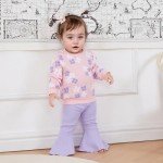 Floral Knit Sweatshirt and Flare Pants Set