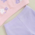 Floral Knit Sweatshirt and Flare Pants Set