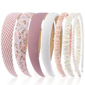 7 Pack Trendy Pink Headbands for Girls