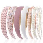 7 Pack Trendy Pink Headbands for Girls