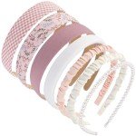 7 Pack Trendy Pink Headbands for Girls