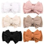 Handmade Soft Nylon Headbands with Bows - 6 Pack