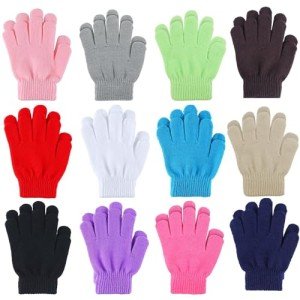 Cooraby 12 Pairs Kids' Colorful Winter Gloves