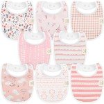 8-Pack Organic Baby Bibs - Soft Cotton Set