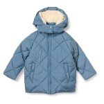 Blue Long Quilted Puffer Coat