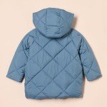 Blue Long Quilted Puffer Coat