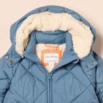 Blue Long Quilted Puffer Coat