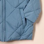 Blue Long Quilted Puffer Coat