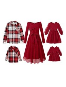 Mommy and Me Burgundy Midi Dress Set