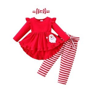 Toddler Christmas Outfit Set with Ruffle Dress