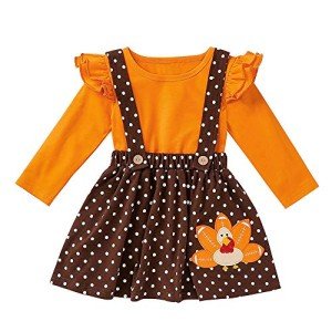 Thanksgiving Ruffle Sleeve Turkey Outfit for Toddlers