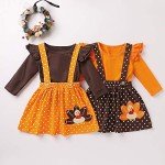 Thanksgiving Ruffle Sleeve Turkey Outfit for Toddlers