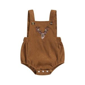 Khaki Corduroy Deer Romper