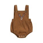 Khaki Corduroy Deer Romper