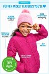 Girls' Purple Rose Medium Weight Puffer Jacket
