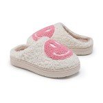 Happy Face Plush Slippers for - Pink