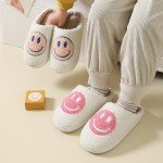 Happy Face Plush Slippers for - Pink