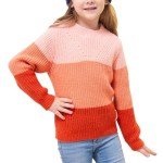 Color Block Rainbow Sweater for Girls 11-12 Years