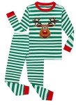 Reindeer Christmas PJs for Little Boys in Green